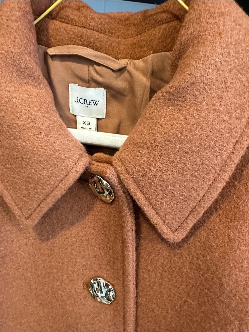 J. crew Wool Blend Caramel Brown Button-Front Jacket swing coat - Picture 8 of 9